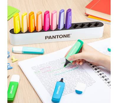 Desk set evidenziatori - punta a scalpello - colori assortiti - conf. 12 pezzi - Pantone - PT 84010410 - 8059484010410 - DMwebShop - 4