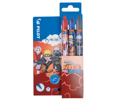 Set 3 pezzi Frixion Ball e Clicker Naruto - colori assortiti - expo 12 pezzi - Pilot - 009718 - 8014233009718 - DMwebShop - 1