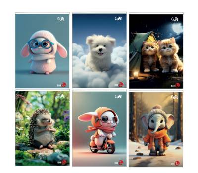 Maxiquaderno Cute fantasia - A4 - 40+2 fogli - 80 gr - 1 rigo - conf. 10 pezzi - BM - 0110389 - DMwebShop - 2