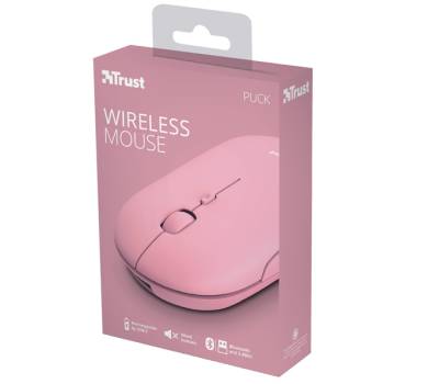 Mouse Puck - ultrasottile - wireless - ricaricabile - rosa - Trust - 24125 - 8713439241259 - DMwebShop - 4