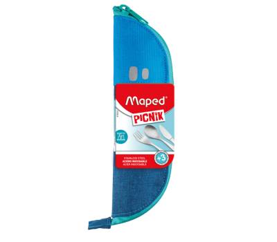 Astuccio Picnik Concept - in tessuto - con posate in acciaio inox - blu - Maped - 878003 - 3154148780038 - DMwebShop - 1