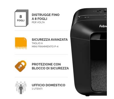 Distruggidocumenti LX-41 - a frammenti - nero - Fellowes - 4300701 - 43859771097 - DMwebShop - 1