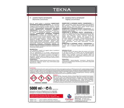 Disinfettante detergente - per superfici - super concentrato - 5 lt - Tekna - k008 - 8009110025899 - DMwebShop - 2