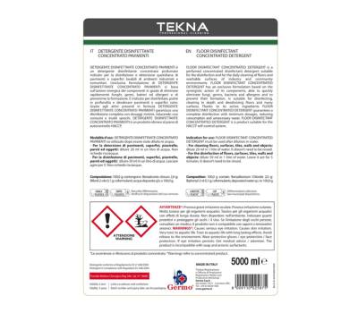 Disinfettante detergente - per pavimenti - concentrato - 5 lt - Tekna - k006 - 8009110025875 - DMwebShop - 2