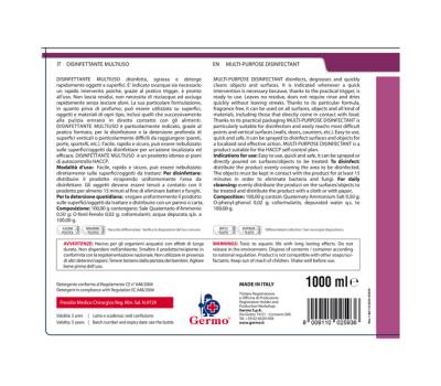 Disinfettante multiuso - senza risciacquo - 1 lt - Tekna - k012 - 8009110025936 - DMwebShop - 2