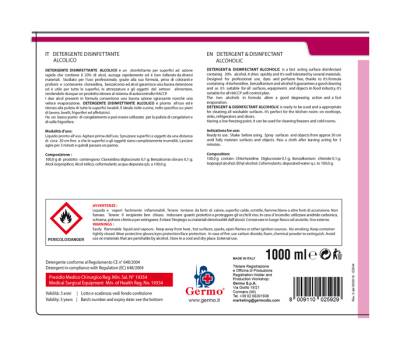 Disinfettante detergente alcolico - senza profumo - 1 lt - Tekna - K011 - 8009110025929 - DMwebShop - 2