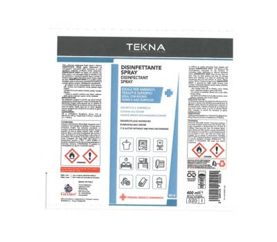 Disinfettante Spray ambienti - senza profumo - 400 ml - Tekna - K024 - 8009110050020 - DMwebShop - 2