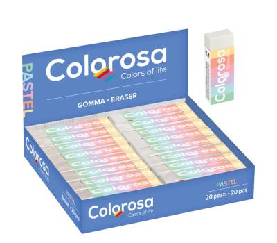 Gomma Pastel - 6,2 x 1,2 x 2,2 cm - vinile - conf. 20 pezzi - Colorosa - 360119 - 8004428063960 - DMwebShop - 1