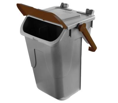 Contenitore portarifiuti Ecology - con sportello e maniglione - 35 lt - grigio-bruno - Mobil Plastic - Mobilplastic - 11-35GRB-BRB - 11/35GRB-BRB - 8004331113516 - DMwebShop - 1