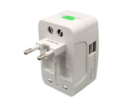 Adattatore da viaggio universale 2 prese USB - bianco - MKC - 492519363 - 8006012370720 - DMwebShop - 1