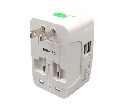 Adattatore da viaggio universale 2 prese USB - bianco - MKC - 492519363 - 8006012370720 - DMwebShop - 3