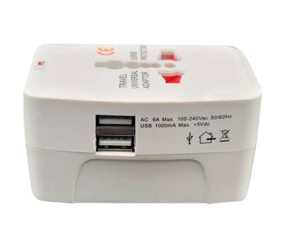 Adattatore da viaggio universale 2 prese USB - bianco - MKC - 492519363 - 8006012370720 - DMwebShop - 4
