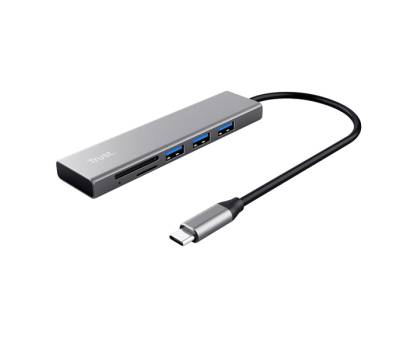 Hub USB-C veloce e lettore di schede - 3 porte - argento - Trust - 24191 - 8713439241914 - DMwebShop - 1
