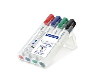 Pennarelli Lumocolor whiteboard 351 - tratto 2 mm - colori assortiti - conf. 4 pezzi - Staedtler - 351WP4 - 4007817314302 - DMwebShop