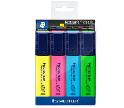 Evidenziatore Textsurfer Classic - punta a scalpello - tratto da 1 - 5 mm - astuccio 4 colori - Staedtler - 364-WP4 - 4007817321027 - DMwebShop