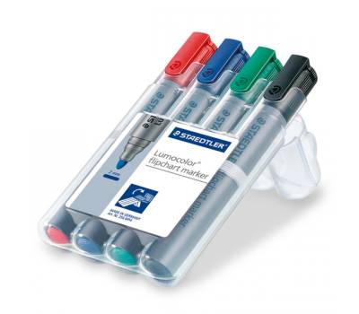 Marcatore Lumocolor Flipchart 356 - punta tonda - tratto 2 mm - astuccio 4 colori - Staedtler - 356WP4 - 4007817356142 - DMwebShop