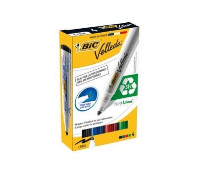 Marcatori Whiteboard Marker Velleda 1701 Recycled - punta tonda - 1,5 mm - astuccio 4 colori - Bic - 904941 - 3086120017040 - DMwebShop