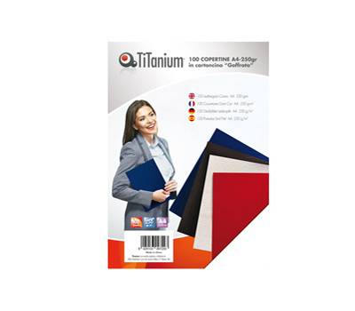 Copertine rilegatura - A4 - 250 gr - cartoncino goffrato - nero - scatola 100 pezzi - Titanium - PB250-13T - 8025133097316 - DMwebShop