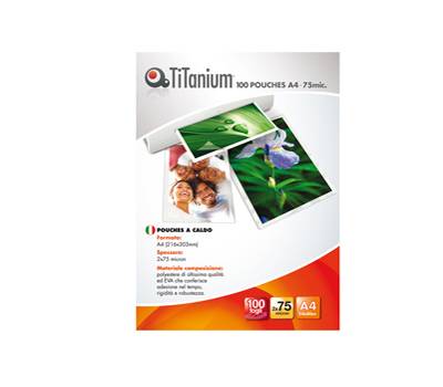 Pouches - A4 - 216 x 303 mm - 2 x 75 micron - conf. 100 pezzi - Titanium - PP075-02T - 8025133034755 - DMwebShop