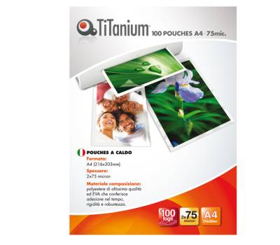 Pouches - A4 - 216 x 303 mm - 2 x 75 micron - conf. 100 pezzi - Titanium - PP075-02T - 8025133034755 - DMwebShop