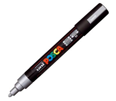 Marcatore a base d acqua Uni Posca PC5M punta tonda media 1,8,2 - 5 mm argento Uni Mitsubishi - 6537