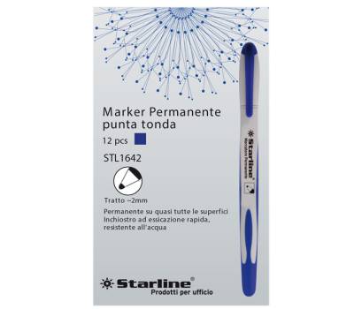 Marcatore permanente - punta tonda - 2 mm - blu - conf. 12 pezzi - Starline - STL1642. - 8025133020772 - DMwebShop