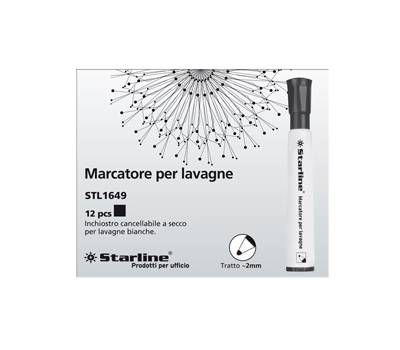 Marcatore per lavagne cancellabili - punta tonda - 2 mm - nero - conf. 12 pezzi - Starline - STL1649. - 8025133021052 - DMwebShop