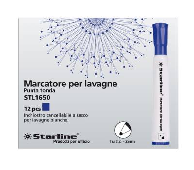 Marcatore per lavagne cancellabili - punta tonda - 2 mm - blu - conf. 12 pezzi - Starline - STL1650. - 8025133021090 - DMwebShop