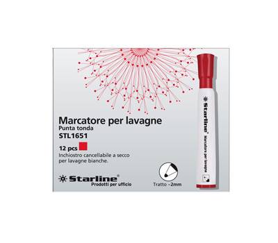 Marcatore per lavagne cancellabili - punta tonda - 2 mm - rosso - conf. 12 pezzi - Starline - STL1651. - 8025133021137 - DMwebShop