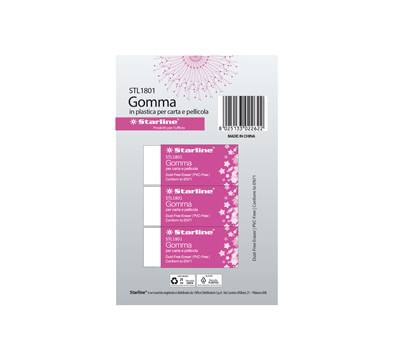 Gomma per carta e pellicola - 60 x 24 x 14 mm - bianco - conf. 3 pezzi - Starline - STL1801. - 8025133022622 - DMwebShop