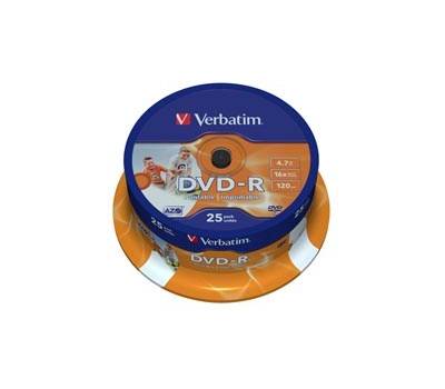 Scatola 25 DVD-R - stampabile - 4,7 Gb - Verbatim - 43538 - 23942435389 - DMwebShop