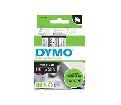 Nastro D1 409100 - 9 mm x 7 mt - nero-trasparente - Dymo - S0720670 - 5411313409100 - DMwebShop
