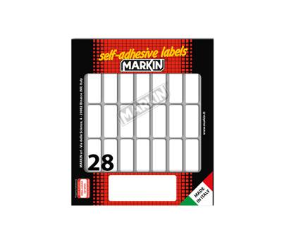 Etichetta adesiva permanente rettangolare - 34 x 14 mm - 28 etich. per foglio - 10 fogli per busta - bianco - conf. 25 pezzi - Markin 10026 - 8007047036506 - DMwebShop