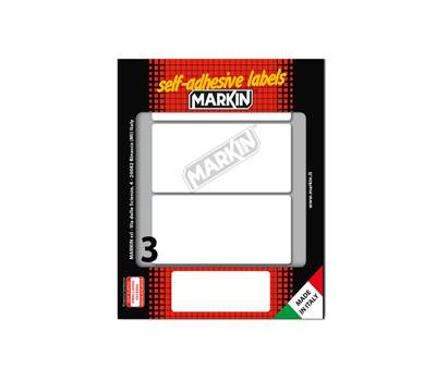 Etichetta adesiva permanente rettangolare - 100 x 46 mm - 3 etich. X foglio - 10 fogli per busta - bianco - conf. 25 pezzi - Markin - 10051 - 8007047938008 - DMwebShop