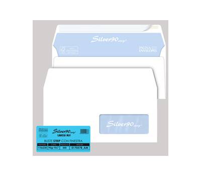Busta Silver90 Strip FSC - bianca - internografata - con finestra - 110 x 230 mm - 90 gr - conf. 500 pezzi - Pigna - 0170578AM - 8059020920876 - DMwebShop