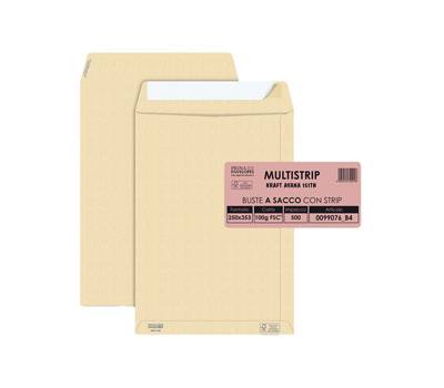 Busta sacco MULTI STRIP avana carta riciclata FSC strip adesivo - 250 x 353 mm - 100 gr - conf. 500 pezzi - Pigna - 0099076B4 - 8005235320918 - DMwebShop