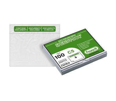 Busta adesiva Speedy Doc - con stampa Contiene Documenti - formato C5 (23 x 16,5 cm) - PPL/PE - conf. 100 pezzi - Favorit - 100500098 - 8006779014202 - DMwebShop