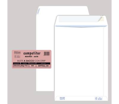 Busta sacco COMPETITOR FSC bianca strip adesivo - 250 x 353 mm - 80 gr - conf. 500 pezzi - Pigna - 0099066B4 - 8005235320758 - DMwebShop
