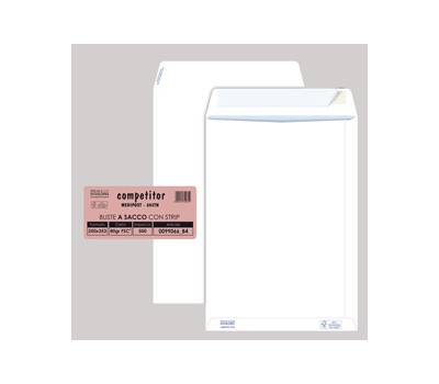 Busta sacco COMPETITOR FSC bianca strip adesivo - 250 x 353 mm - 80 gr - conf. 500 pezzi - Pigna - 0099066B4 - 8005235320758 - DMwebShop