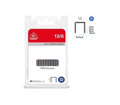 Punti - 13/6 - 6 mm - metallo - conf. 2240 pezzi - Romeo Maestri - 1110503 - 8005231435043 - DMwebShop Punti - 13/6 - 6 mm - metallo - conf. 2240 pezzi - Romeo Maestri - 1110503 - 8005231435043 - DMwebShop