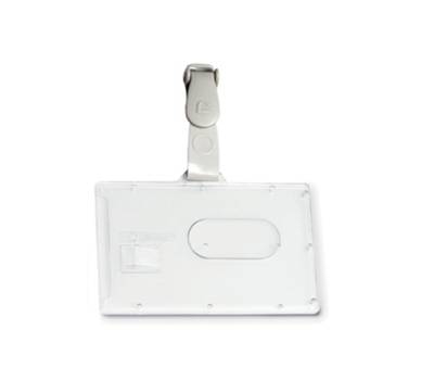 Portabadge rigido Pocket - clip in plastica - 5,3 x 8,5 cm - conf. 100 pezzi - Fellowes - L460 - 50096A - DMwebShop