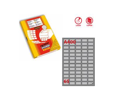 Etichetta adesiva A400 - argento - laser - 38,1 x 21,2 mm - 65 etichette per foglio scatola - conf. 100 fogli A4 - Markin - X220LSA400 - 8007047031471 - DMwebShop