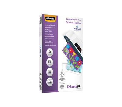 Pouches Enhance80 - A4 - 216 x 303 mm - 80 micron - scatola 100 pezzi - Fellowes - 5306114 - 77511530616 - DMwebShop