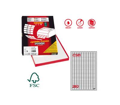 Etichetta adesiva C581 - permanente - 19 x 10 mm - 280 etichette per foglio - bianco - scatola 100 fogli A4 - Markin - X210C581 - 8007047031525 - DMwebShop