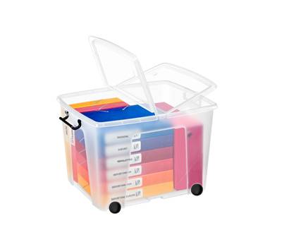 Contenitore multiuso - con coperchio e ruote - 58 x 48 x 41 cm - PPL - trasparente - 75 lt - Strata - Cep - 2006760110 - 5021711042832 - DMwebShop