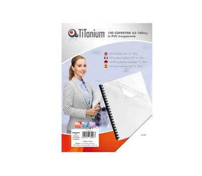 Copertine rilegatura - A3 - 180 micron - PVC neutro trasparente scatola 100 pezzi - Titanium - PVC118-3SL - 8025133034267 - DMwebShop