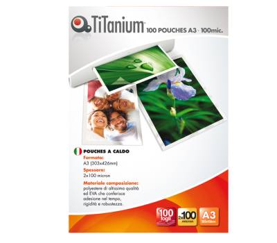 Pouches - A3 - 303 x 426 mm - 2x100 micron - conf. 100 pezzi - Titanium - PP500-01T - 68534A - DMwebShop