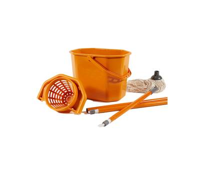 Kit per pavimenti Secchiostrizza - secchio con strizzatore 12 lt - + mop 240 gr + manico da 130 cm - arancione - Perfetto - 0469F - 8000957046962 - DMwebShop