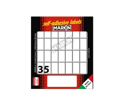 Etichetta adesiva - carta - permanente - 27 x 15 mm - 35 etichette per foglio - 10 fogli per busta - bianco - conf. 10 pezzi - Markin X11019 - 8007047050298 - DMwebShop