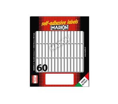 Etichetta adesiva - carta - permanente  - 34 x 5 mm - 60 etich. per foglio - 10 fogli per busta - bianco - conf. 10 pezzi Markin - X11024 - 8007047040374 - DMwebShop